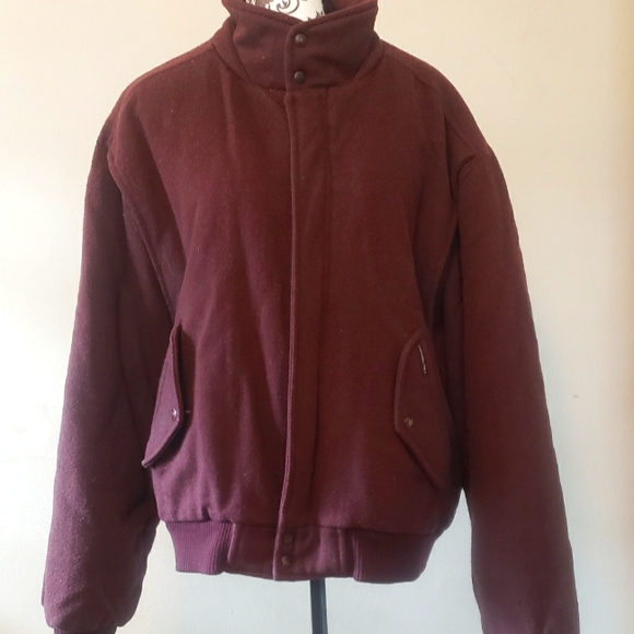 COPY - MEMBERS ONLY WOOL JACKET Dark Red Coat Bomber Sz 46 Vintage Style Europe…
